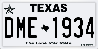 TX license plate DME1934