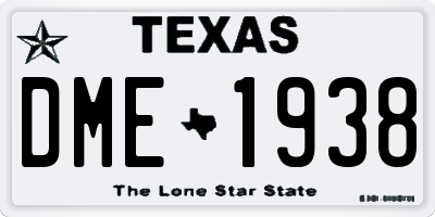 TX license plate DME1938