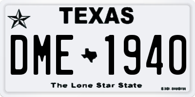 TX license plate DME1940