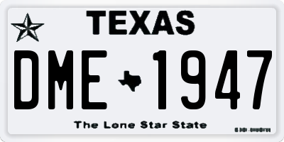TX license plate DME1947