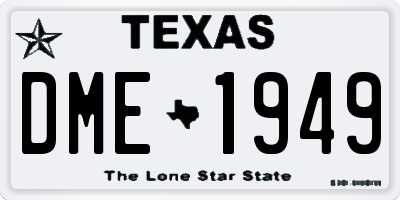 TX license plate DME1949