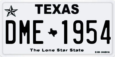 TX license plate DME1954