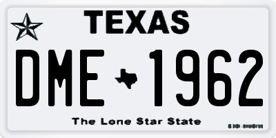 TX license plate DME1962