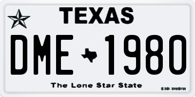 TX license plate DME1980