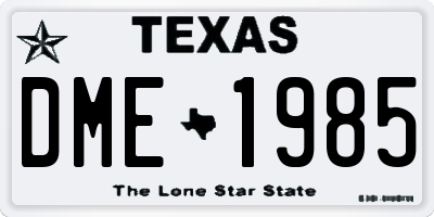TX license plate DME1985