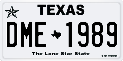 TX license plate DME1989