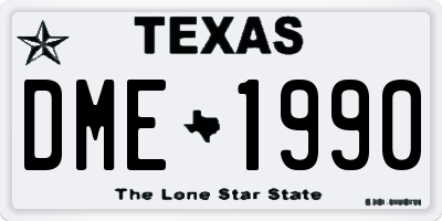 TX license plate DME1990
