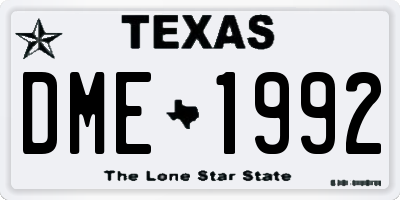 TX license plate DME1992