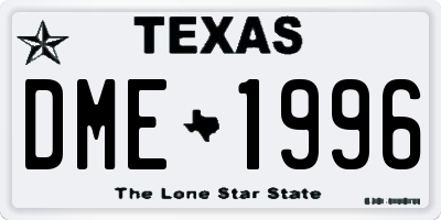 TX license plate DME1996