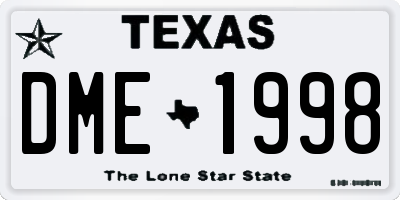 TX license plate DME1998