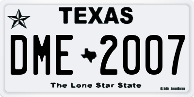 TX license plate DME2007