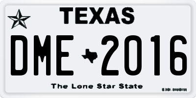 TX license plate DME2016