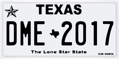 TX license plate DME2017