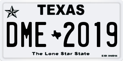 TX license plate DME2019