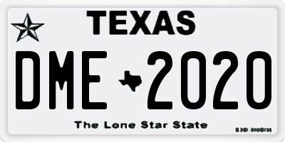 TX license plate DME2020