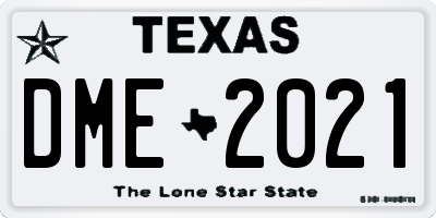 TX license plate DME2021