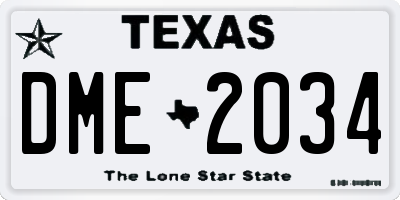 TX license plate DME2034