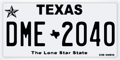 TX license plate DME2040