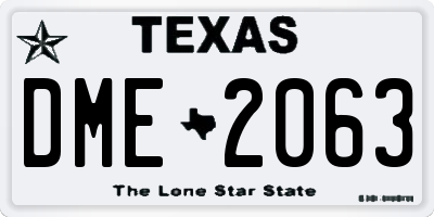TX license plate DME2063