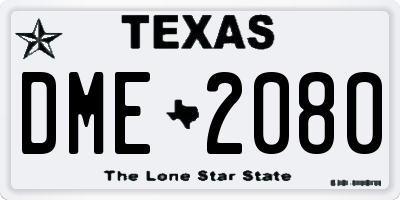 TX license plate DME2080