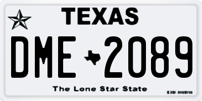 TX license plate DME2089