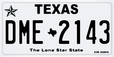 TX license plate DME2143