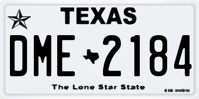 TX license plate DME2184