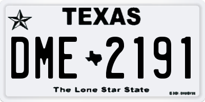 TX license plate DME2191