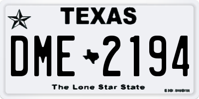 TX license plate DME2194