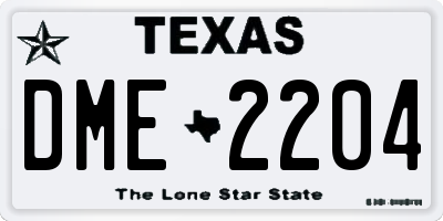 TX license plate DME2204