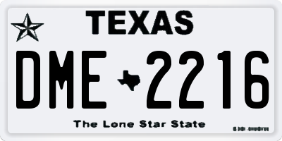 TX license plate DME2216