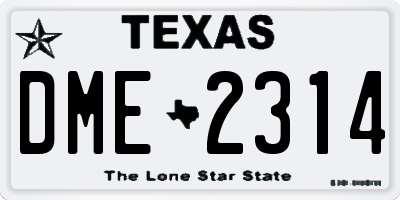 TX license plate DME2314