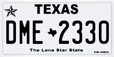 TX license plate DME2330