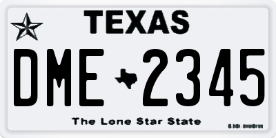 TX license plate DME2345