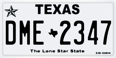 TX license plate DME2347