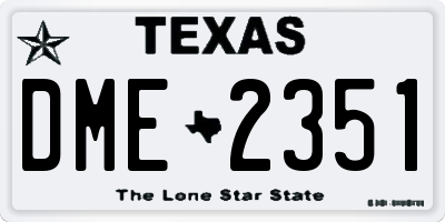 TX license plate DME2351