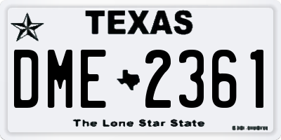 TX license plate DME2361