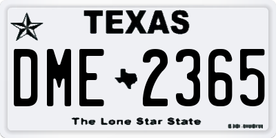 TX license plate DME2365