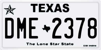 TX license plate DME2378