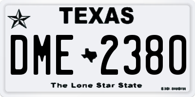 TX license plate DME2380