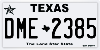 TX license plate DME2385