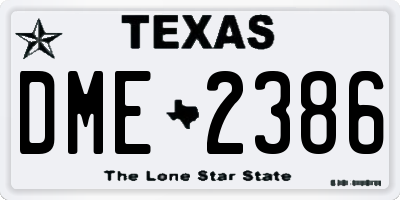 TX license plate DME2386