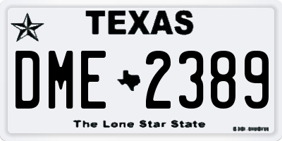 TX license plate DME2389