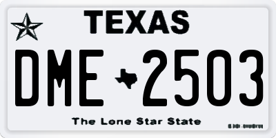 TX license plate DME2503