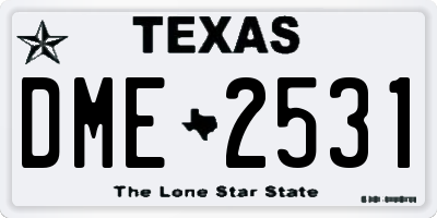TX license plate DME2531