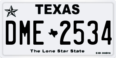 TX license plate DME2534