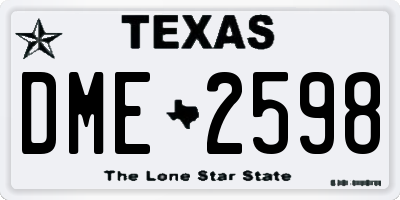 TX license plate DME2598