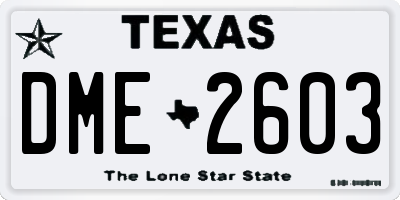 TX license plate DME2603