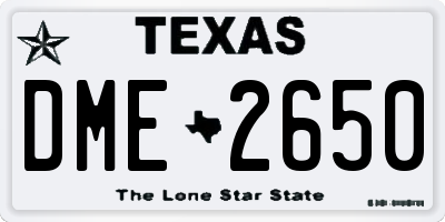 TX license plate DME2650