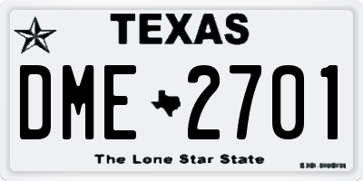 TX license plate DME2701